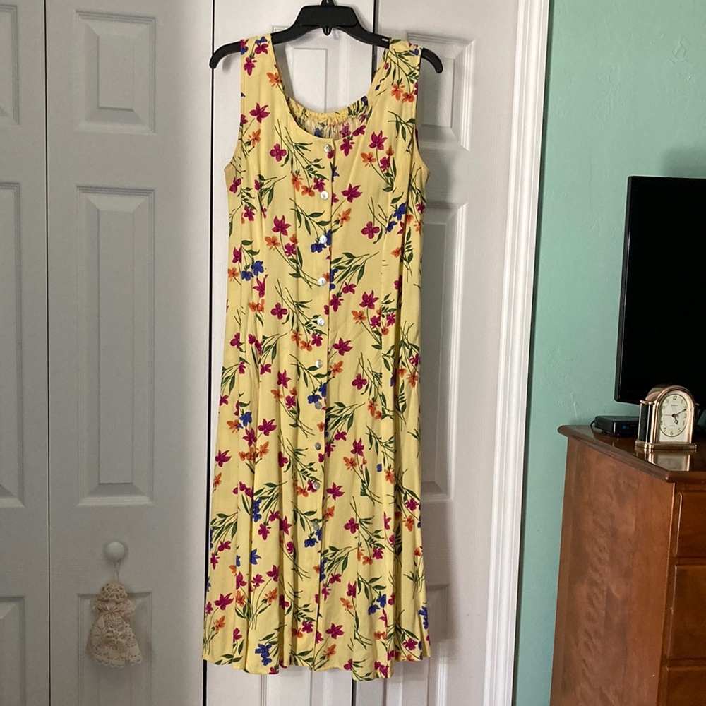 Multi colored floral midi dress.